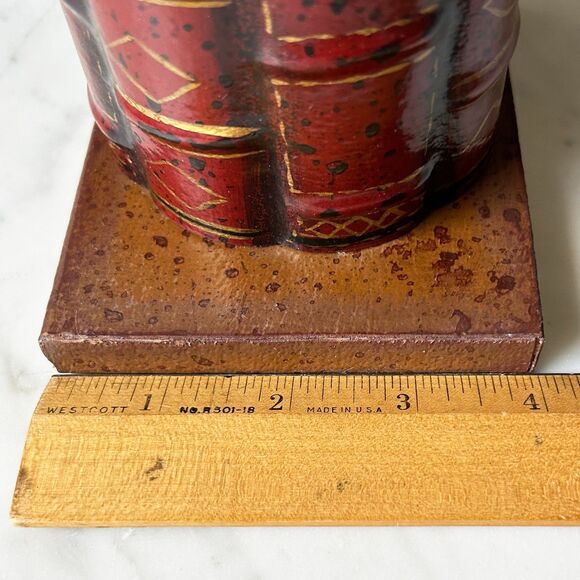 Mid Century Modern Faux Leather Bookends with Pen Cup MCM Retro Office Decor - Picture 6 of 9